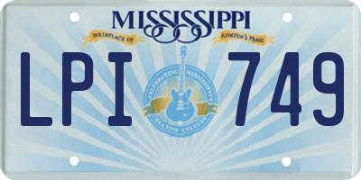 MS license plate LPI749