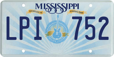 MS license plate LPI752