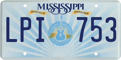 MS license plate LPI753