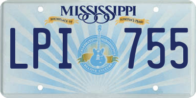 MS license plate LPI755