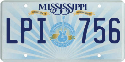 MS license plate LPI756