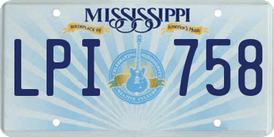 MS license plate LPI758