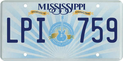 MS license plate LPI759