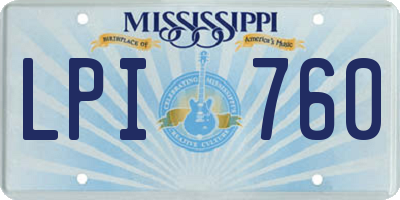MS license plate LPI760