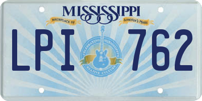 MS license plate LPI762