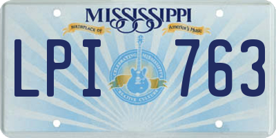 MS license plate LPI763