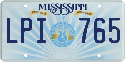 MS license plate LPI765