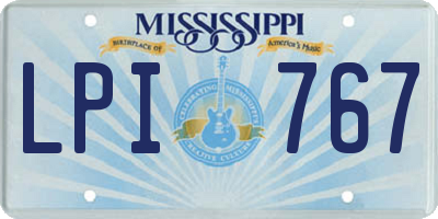 MS license plate LPI767