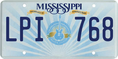 MS license plate LPI768