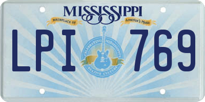 MS license plate LPI769