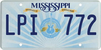 MS license plate LPI772