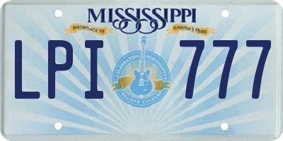 MS license plate LPI777