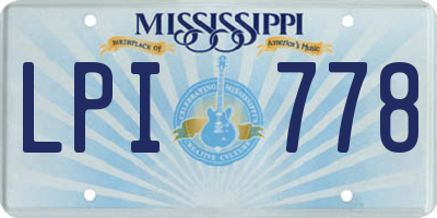 MS license plate LPI778