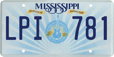 MS license plate LPI781