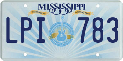 MS license plate LPI783