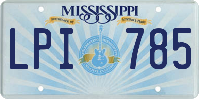 MS license plate LPI785