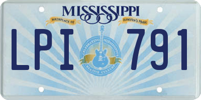 MS license plate LPI791