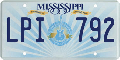 MS license plate LPI792