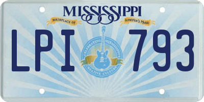 MS license plate LPI793