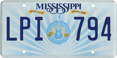 MS license plate LPI794