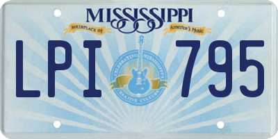 MS license plate LPI795