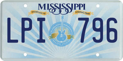 MS license plate LPI796