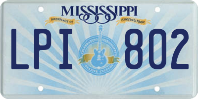 MS license plate LPI802