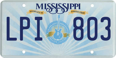 MS license plate LPI803