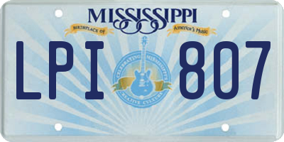 MS license plate LPI807