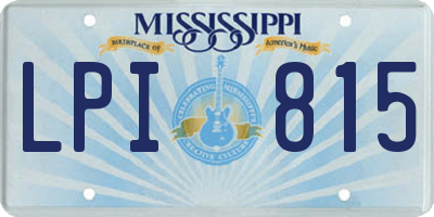 MS license plate LPI815