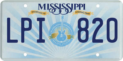MS license plate LPI820
