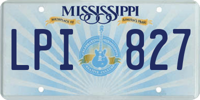 MS license plate LPI827