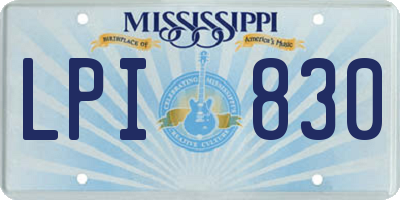MS license plate LPI830