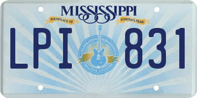 MS license plate LPI831