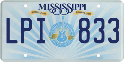 MS license plate LPI833