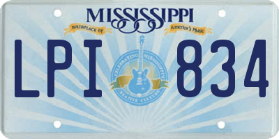 MS license plate LPI834