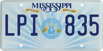 MS license plate LPI835