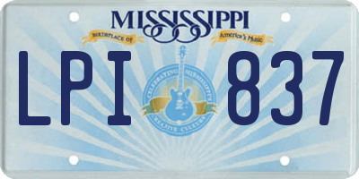 MS license plate LPI837