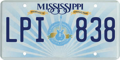 MS license plate LPI838