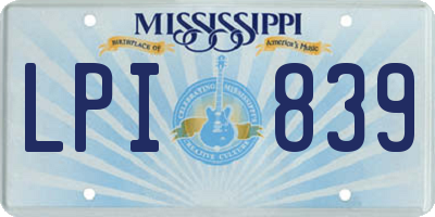 MS license plate LPI839
