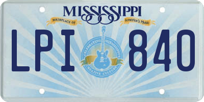 MS license plate LPI840
