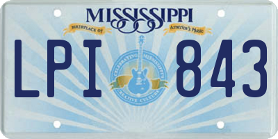 MS license plate LPI843