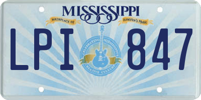 MS license plate LPI847