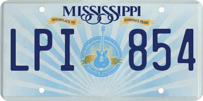 MS license plate LPI854