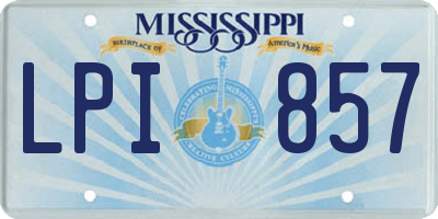 MS license plate LPI857