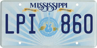MS license plate LPI860