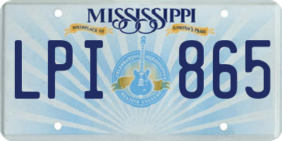 MS license plate LPI865
