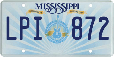 MS license plate LPI872