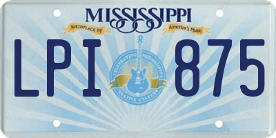MS license plate LPI875