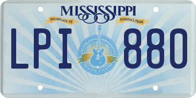 MS license plate LPI880